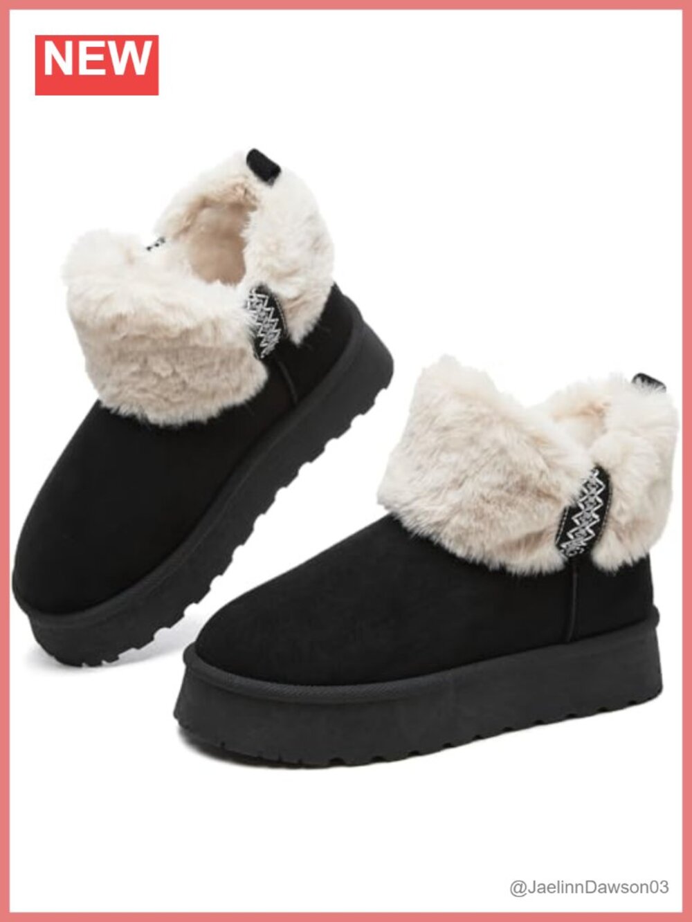 Womens Platform Fuzzy Winter Ankle Boots Faux Fur Lined Snow Boots
